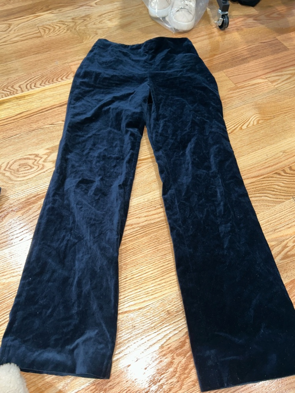Zara Black Velvet Wide-Leg Pants
